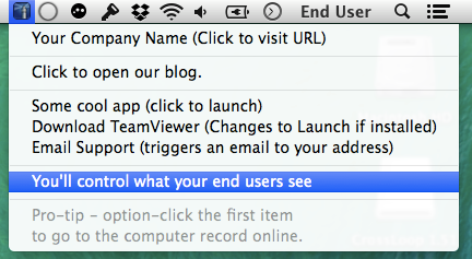 Example Contact Menu