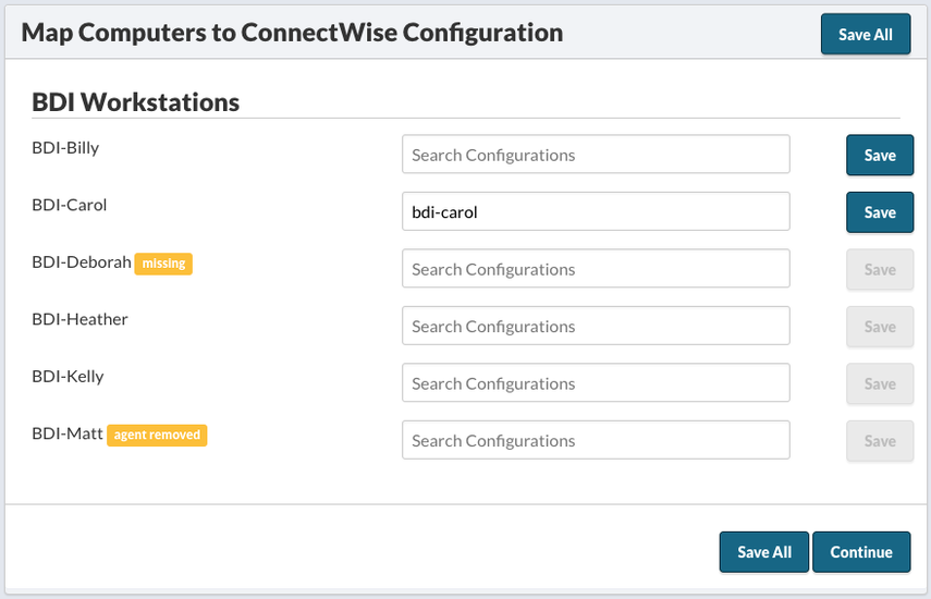 Map Computers to ConnectWise Configurations