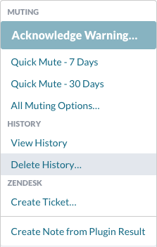 Actions menu > Delete History…