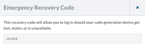 Emergency Recovery Code