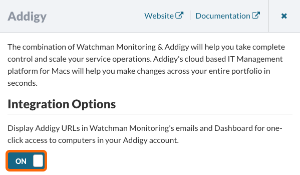 Turn the Addigy Integration