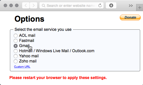 mailto extension options