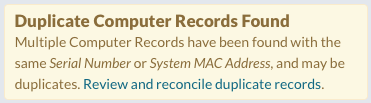 Duplicate Computer Records Found Banner