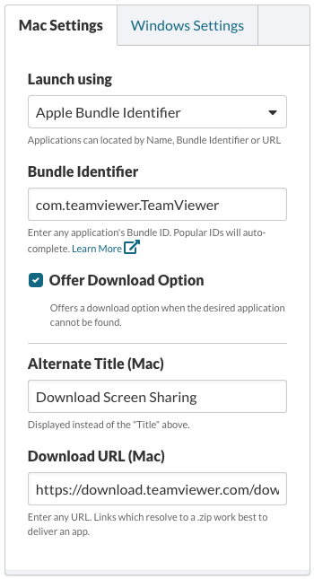 Mac Settings Example