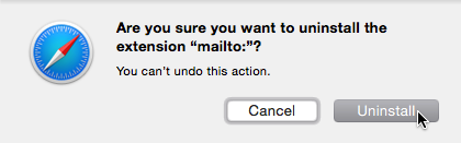 Confirm uninstalling the mailto: extenion.