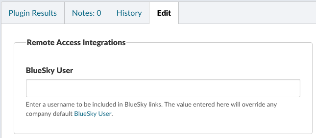 Set a BlueSky user on a computer's record directly in the Edit tab