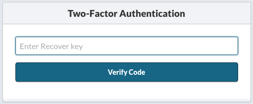 Two-factor Authentication Recovery Key