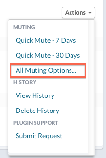 Use the Plugin's Actions menu to select Muting Options:
