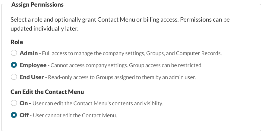 Enter Information and Set Permissions