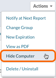 Actions menu > Hide Computer