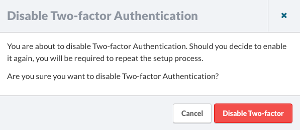 Disable Two-facotr Authentication Confirmation