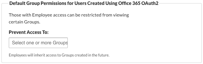 Default Group Permissions for Users Created Using Office 365 OAuth2