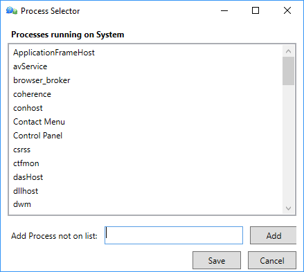 Process Selector Dialog