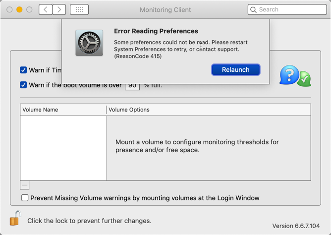 Error Reading Preferences