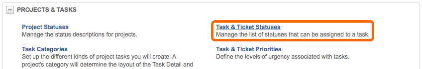 Autotask - Project & Tasks > Task & Ticket Statuses