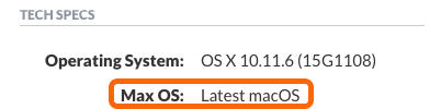 Example Tech Specs with Max OS