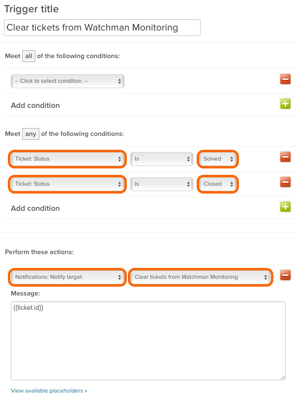 Trigger: Clear tickets from Watchman Monitoring