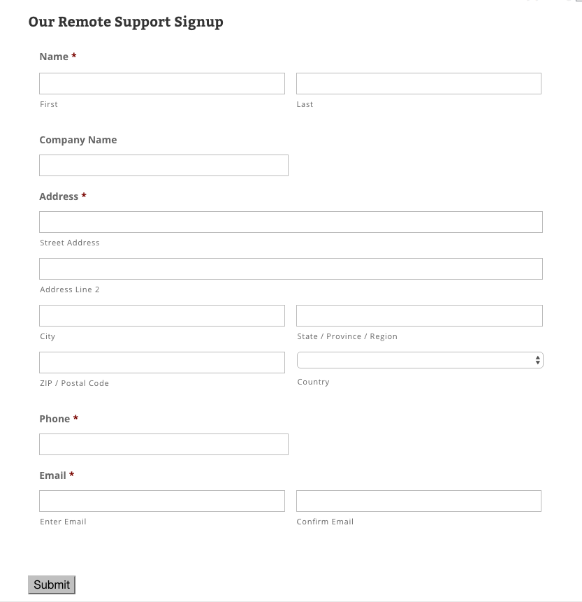 Example Enrollment Form