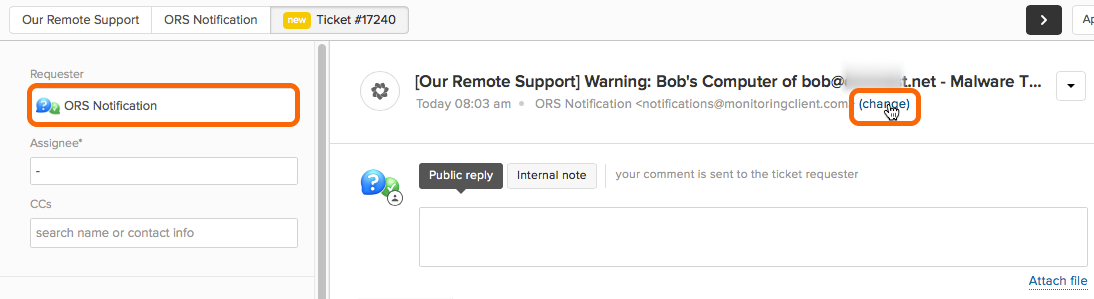 Change the Requester