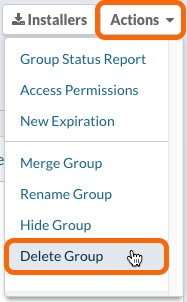 Actions > Delete Group