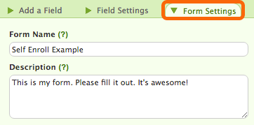 Form Settings