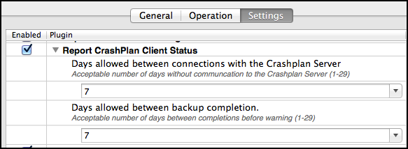Report CrashPlan Client Status