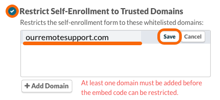 Restrict Self-Enrollment to Trusted Domains