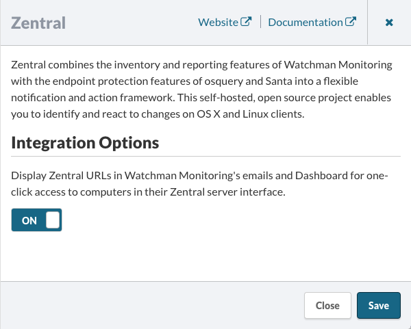 Zentral Integration Options